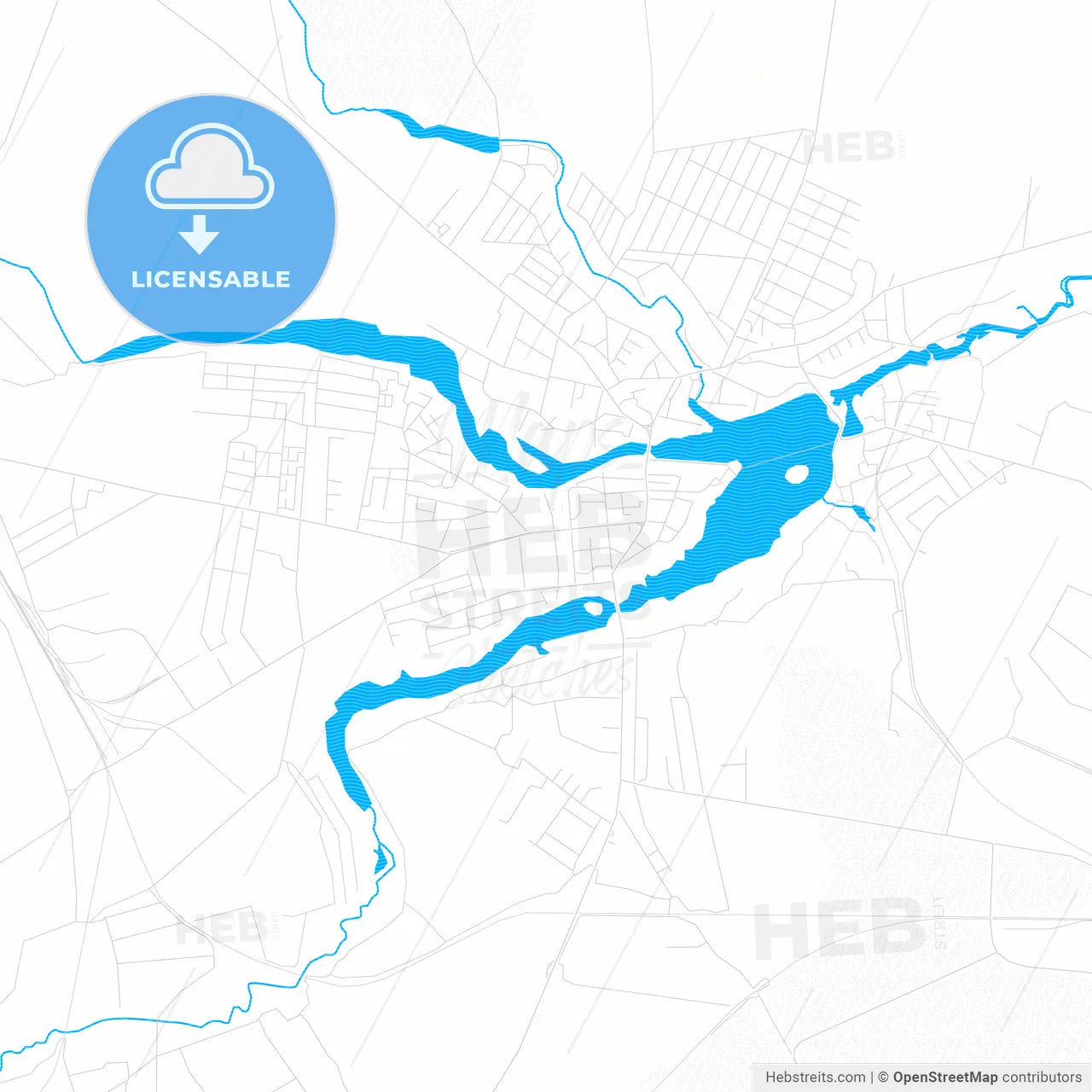 Starokostiantyniv, Ukraine PDF vector map with water in focus