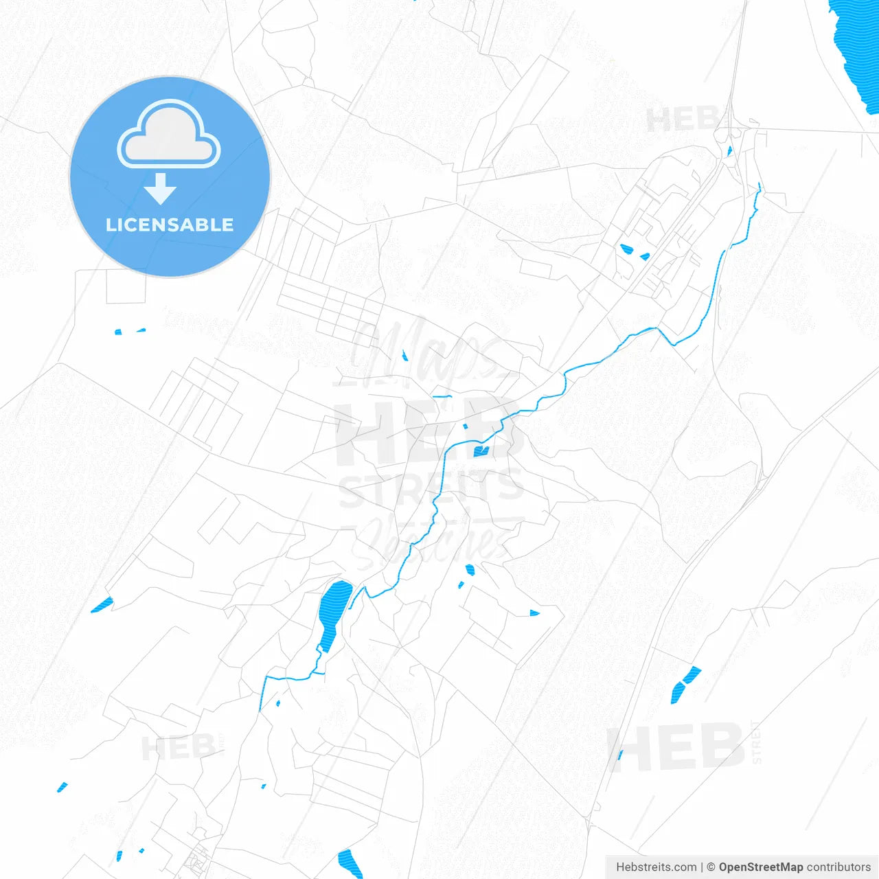 Obukhiv, Ukraine PDF vector map with water in focus