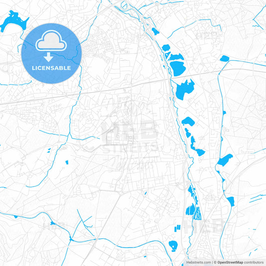 Farnborough, England PDF vector map with water in focus