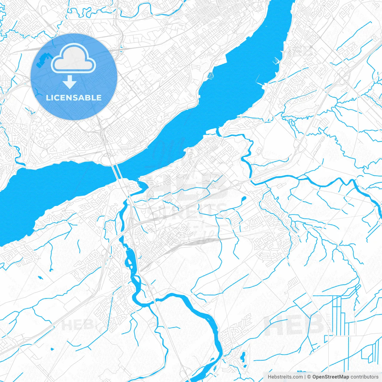 Lévis, Canada PDF vector map with water in focus
