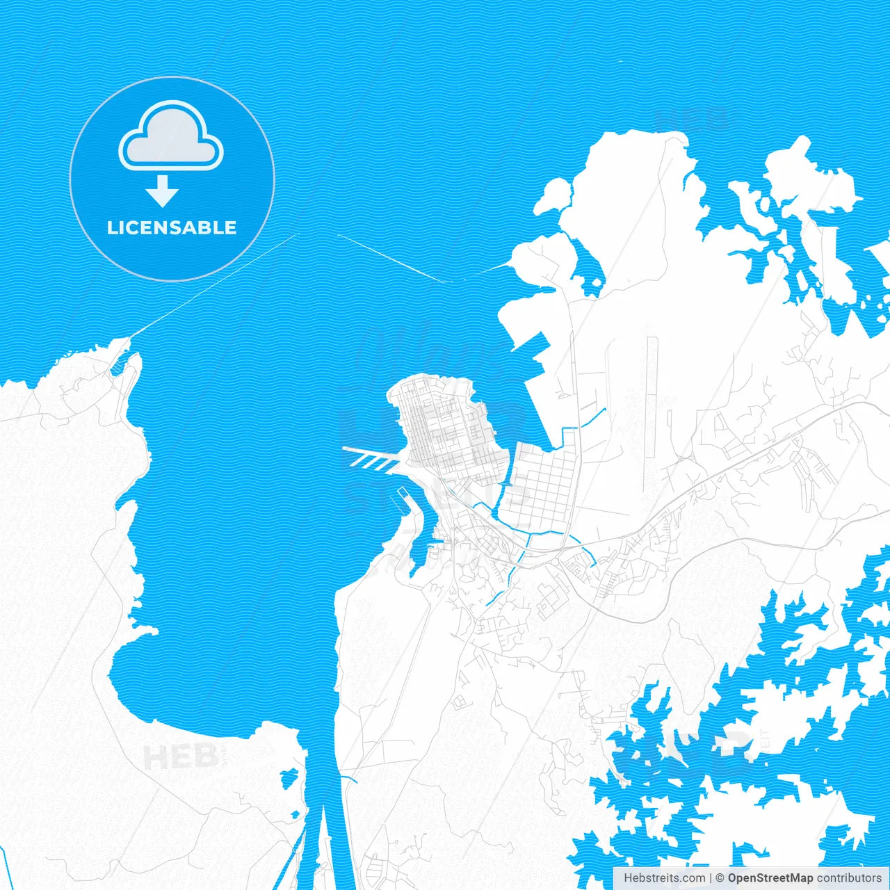 Colón, Panama PDF vector map with water in focus