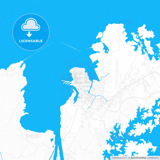 Colón, Panama PDF vector map with water in focus