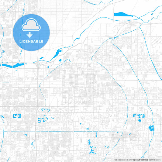 Mesa, Arizona, United States, PDF vector map with water in focus