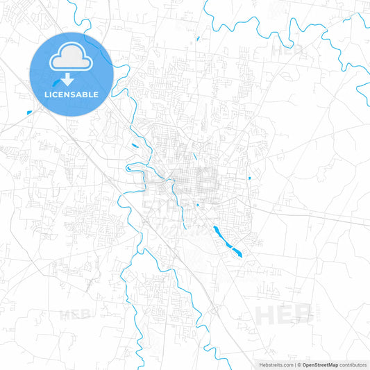 Murfreesboro, Tennessee, United States, PDF vector map with water in focus