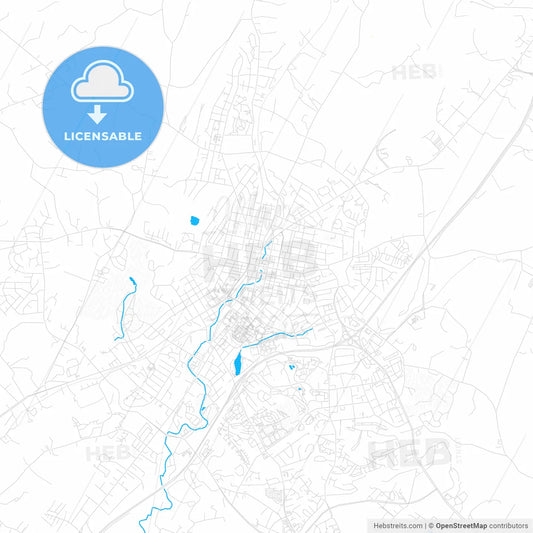 Harrisonburg, Virginia, United States, PDF vector map with water in focus