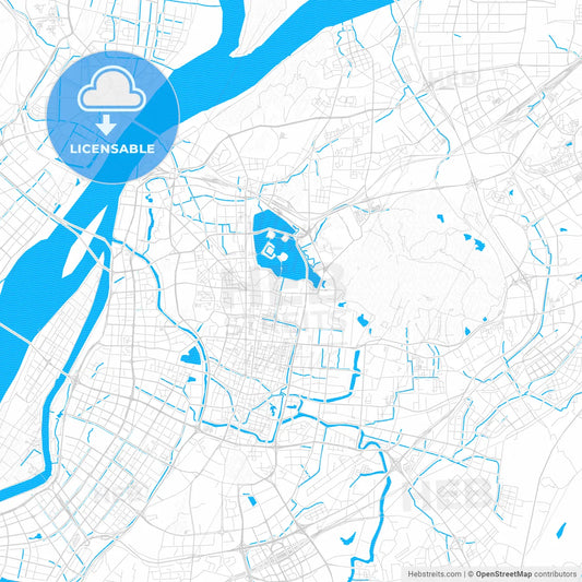 Nanjing, China PDF vector map with water in focus