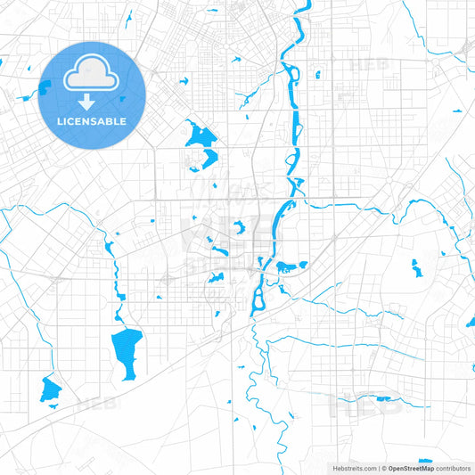 Changchun, China PDF vector map with water in focus