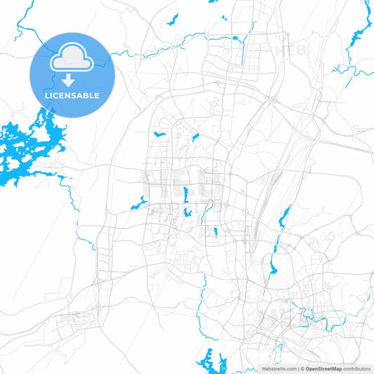 Guiyang, China PDF vector map with water in focus