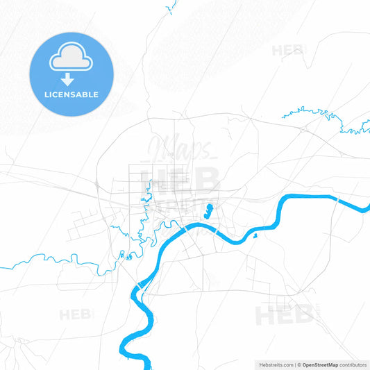 Guigang, China PDF vector map with water in focus