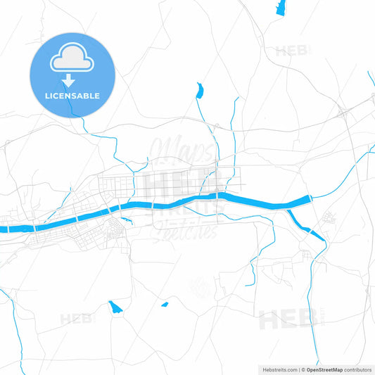 Fushun, China PDF vector map with water in focus