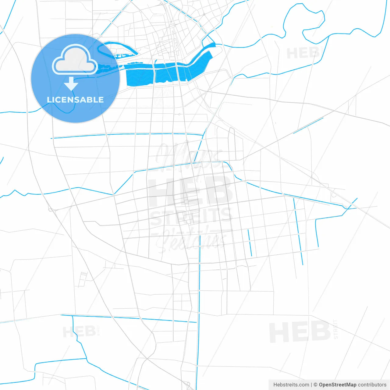 Panjin, China PDF vector map with water in focus