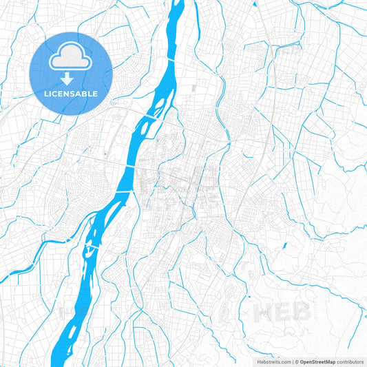 Nagaoka, Japan PDF vector map with water in focus