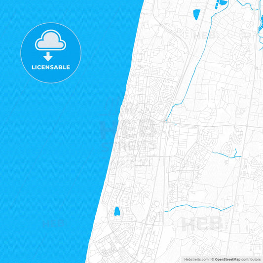 Netanya, Israel PDF vector map with water in focus