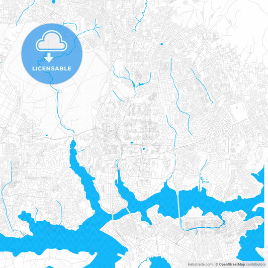 Abidjan, Ivory Coast PDF vector map with water in focus