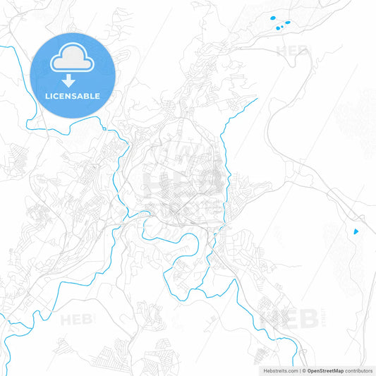 Constantine, Algeria PDF vector map with water in focus