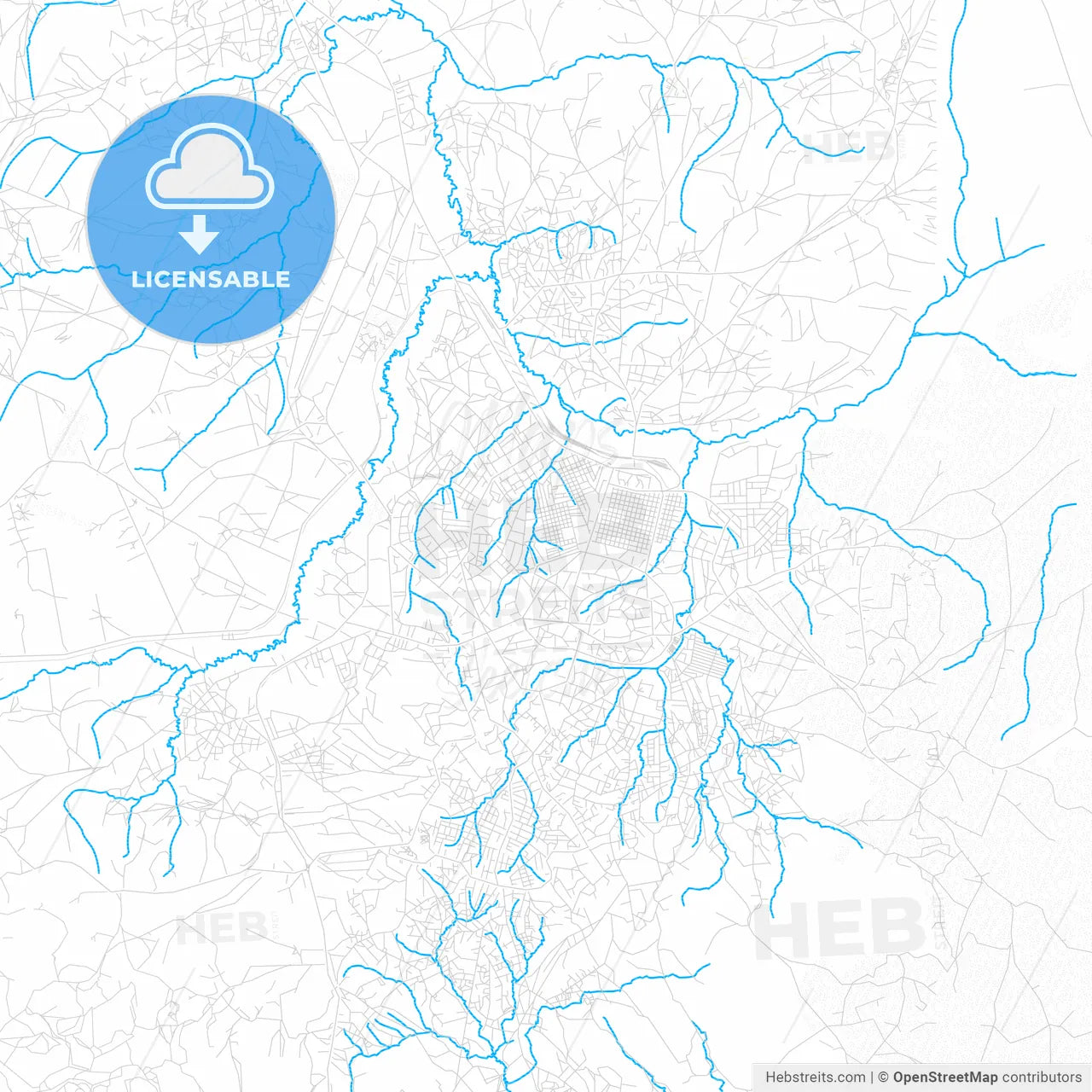 Ngaoundere, Cameroon PDF vector map with water in focus