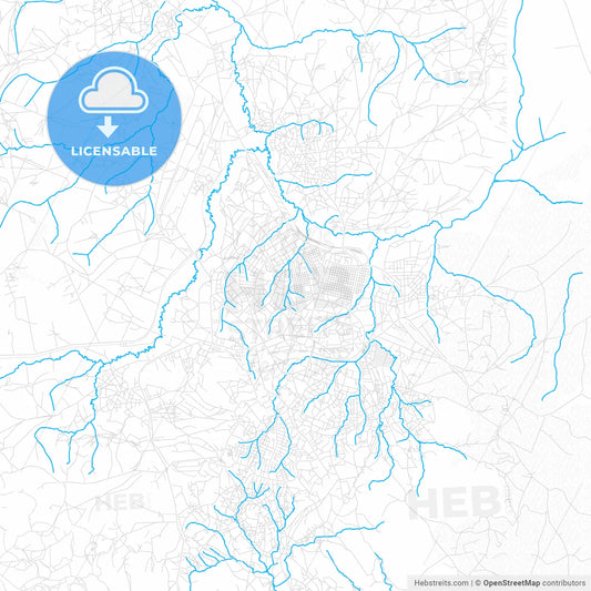 Ngaoundere, Cameroon PDF vector map with water in focus
