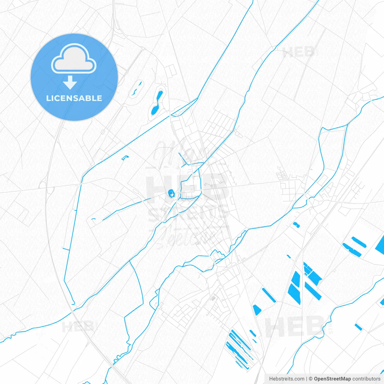 Ebreichsdorf, Austria PDF vector map with water in focus