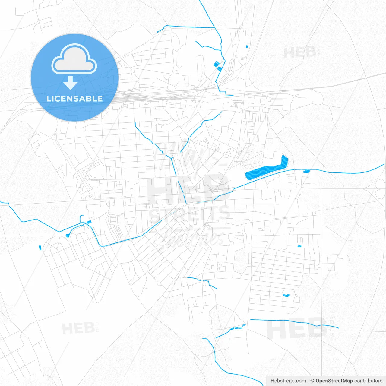 Kalinkavichy, Belarus PDF vector map with water in focus