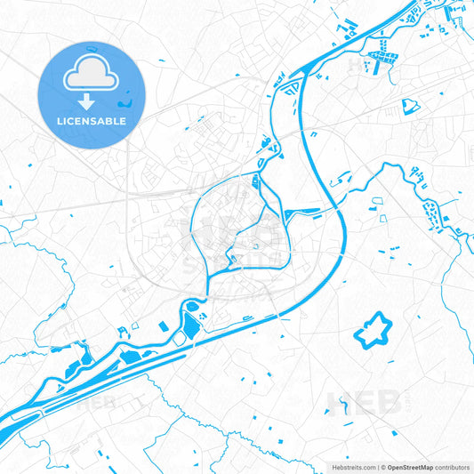 Lier, Belgium PDF vector map with water in focus