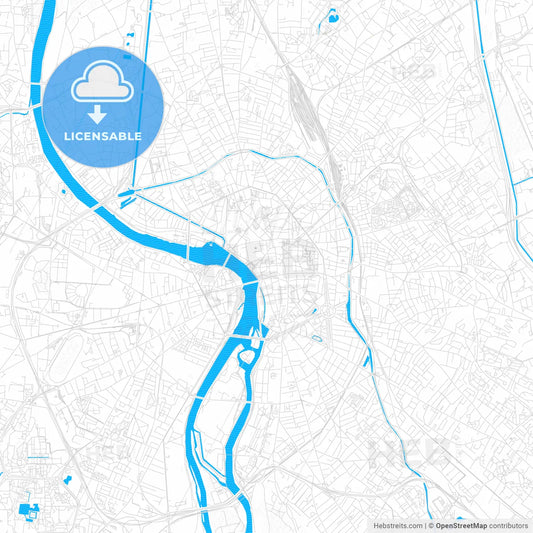 Toulouse, France PDF vector map with water in focus