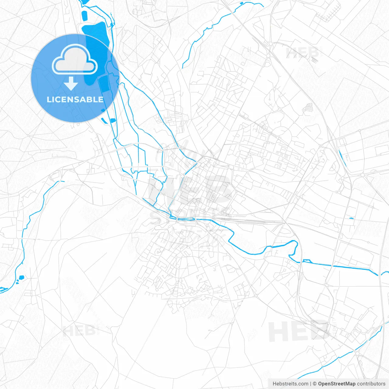 Beauvais, France PDF vector map with water in focus