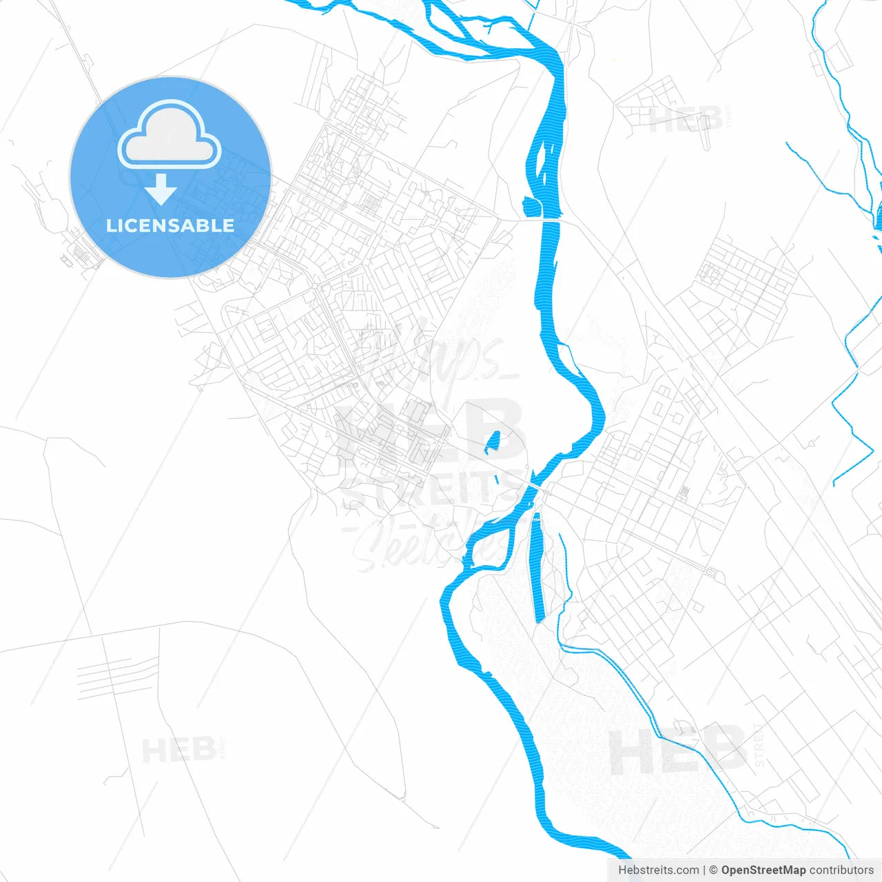 Rustavi, Georgia Pdf Vector Map With Water In Focus – HEBSTREITS