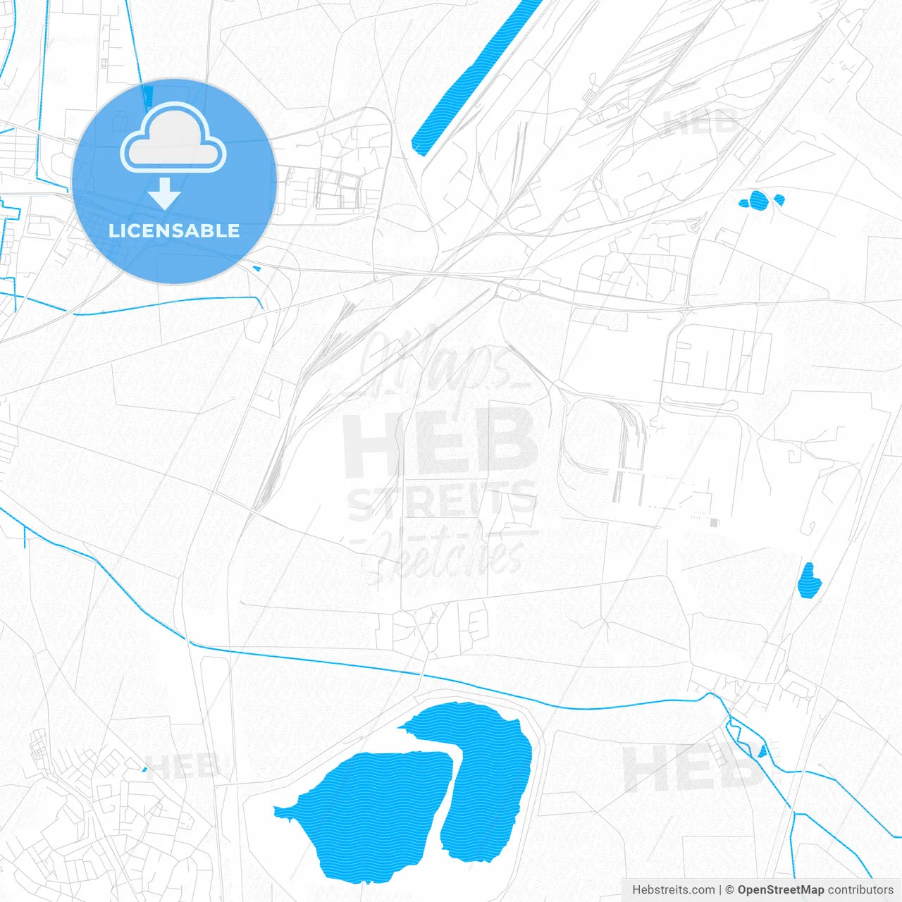 Salzgitter, Germany PDF vector map with water in focus