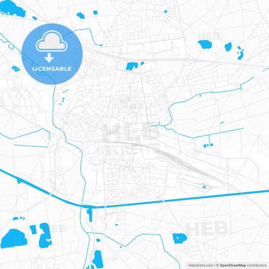 Peine, Germany PDF vector map with water in focus