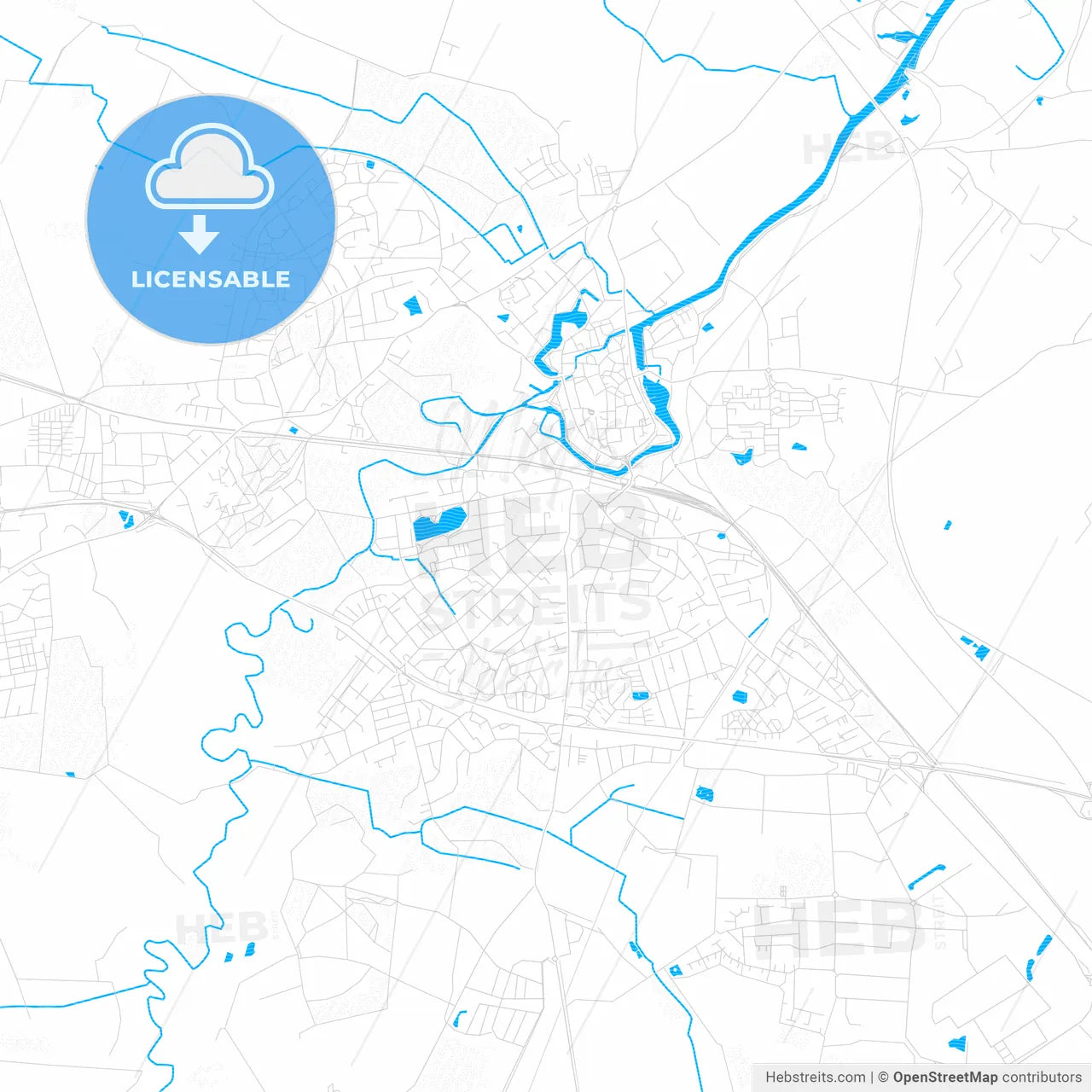 Stade, Germany PDF vector map with water in focus