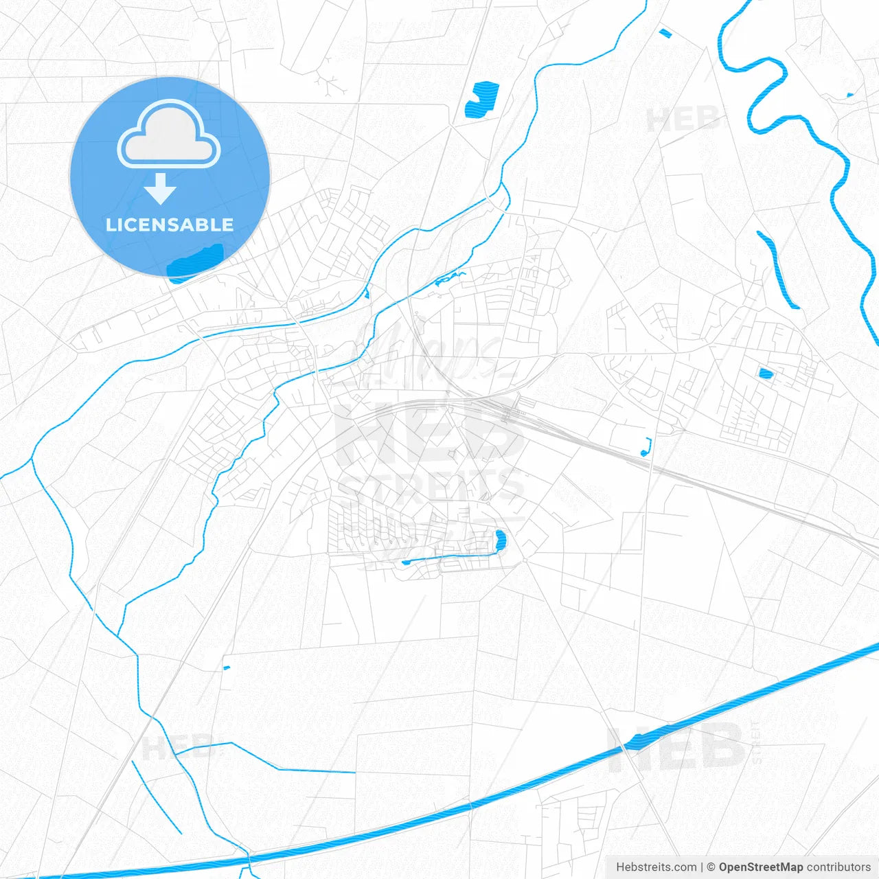 Wunstorf, Germany PDF vector map with water in focus
