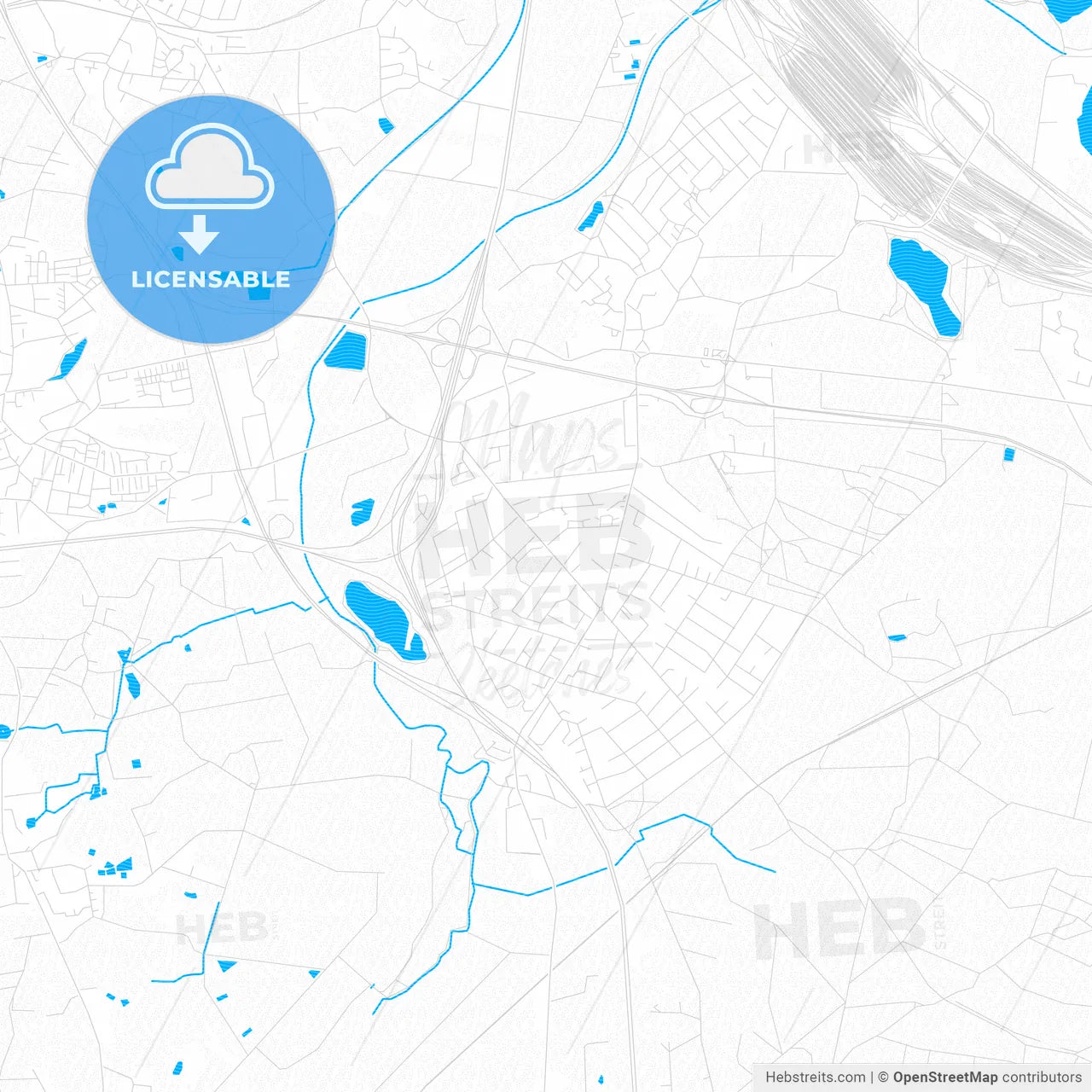 Seevetal, Germany PDF vector map with water in focus