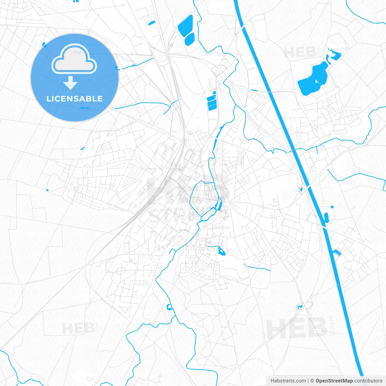 Uelzen, Germany PDF vector map with water in focus