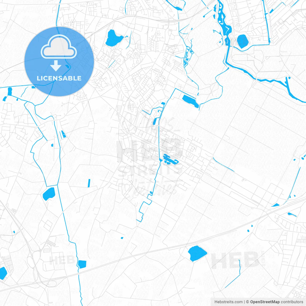 Stuhr, Germany PDF vector map with water in focus