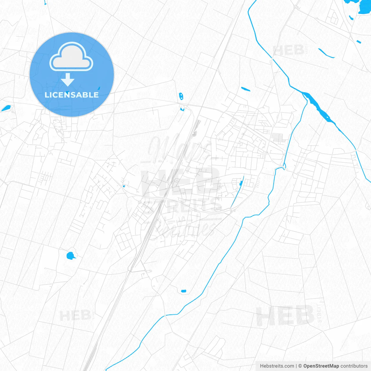 Weyhe, Germany PDF vector map with water in focus