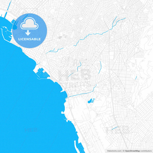 Alimos, Greece PDF vector map with water in focus