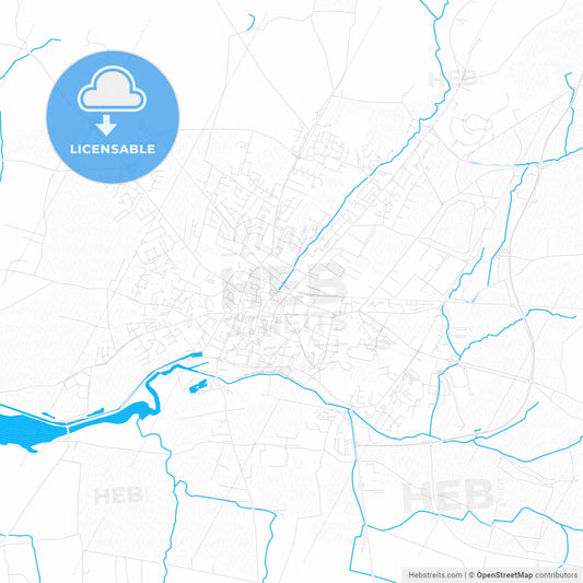 Tralee, Ireland PDF vector map with water in focus