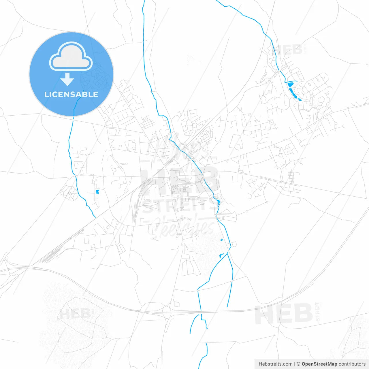 Port Laoise, Ireland PDF vector map with water in focus