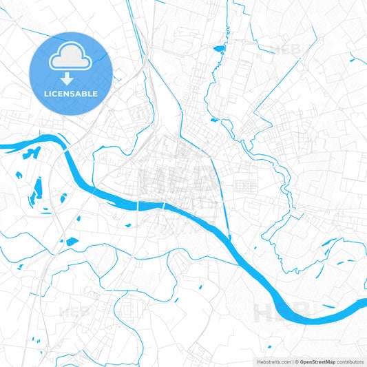 Pavia, Italy PDF vector map with water in focus