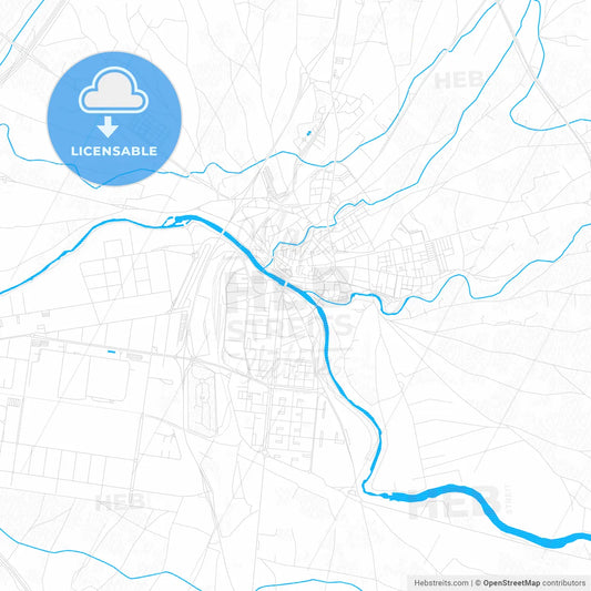 Aranda de Duero, Spain PDF vector map with water in focus