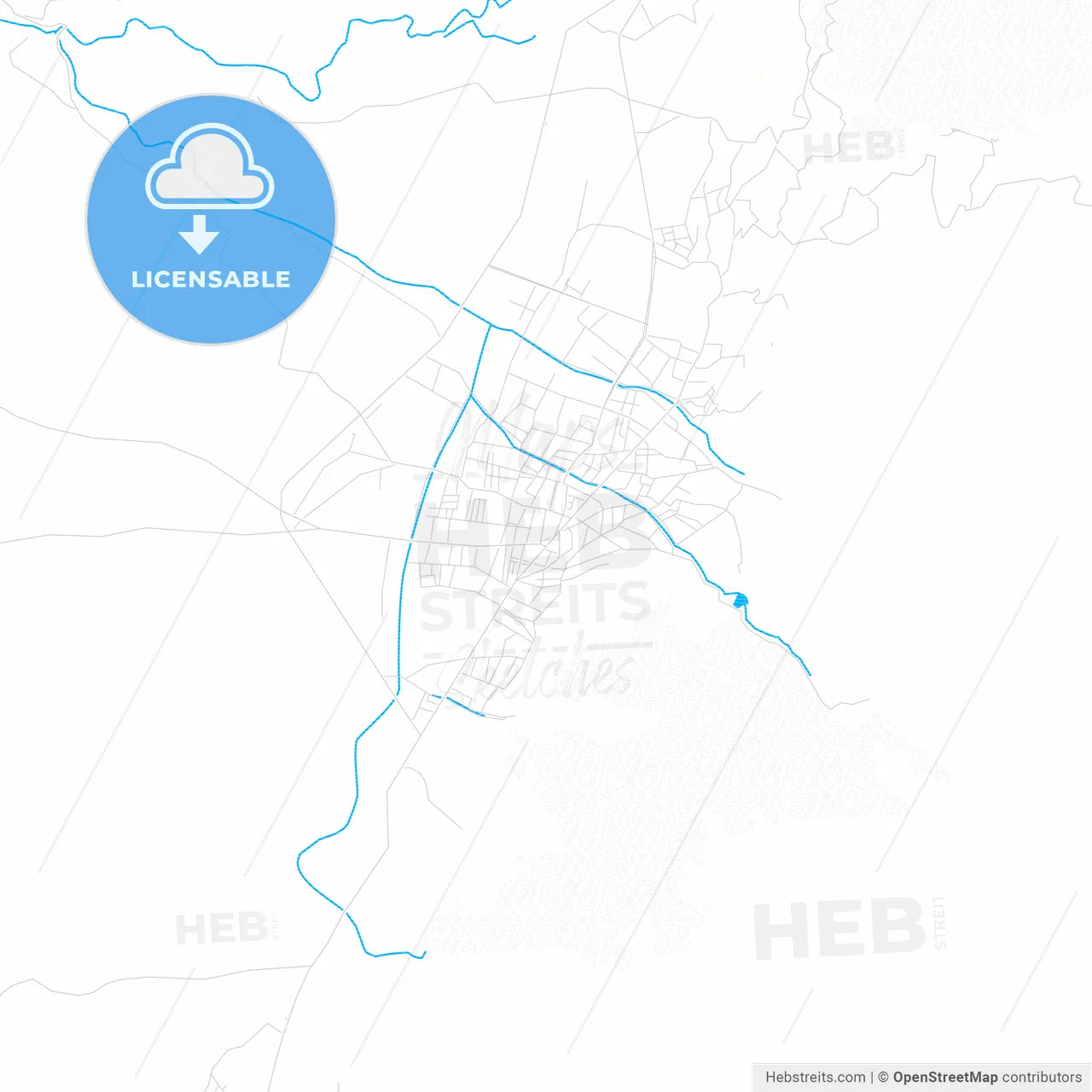 Düziçi, Turkey PDF vector map with water in focus