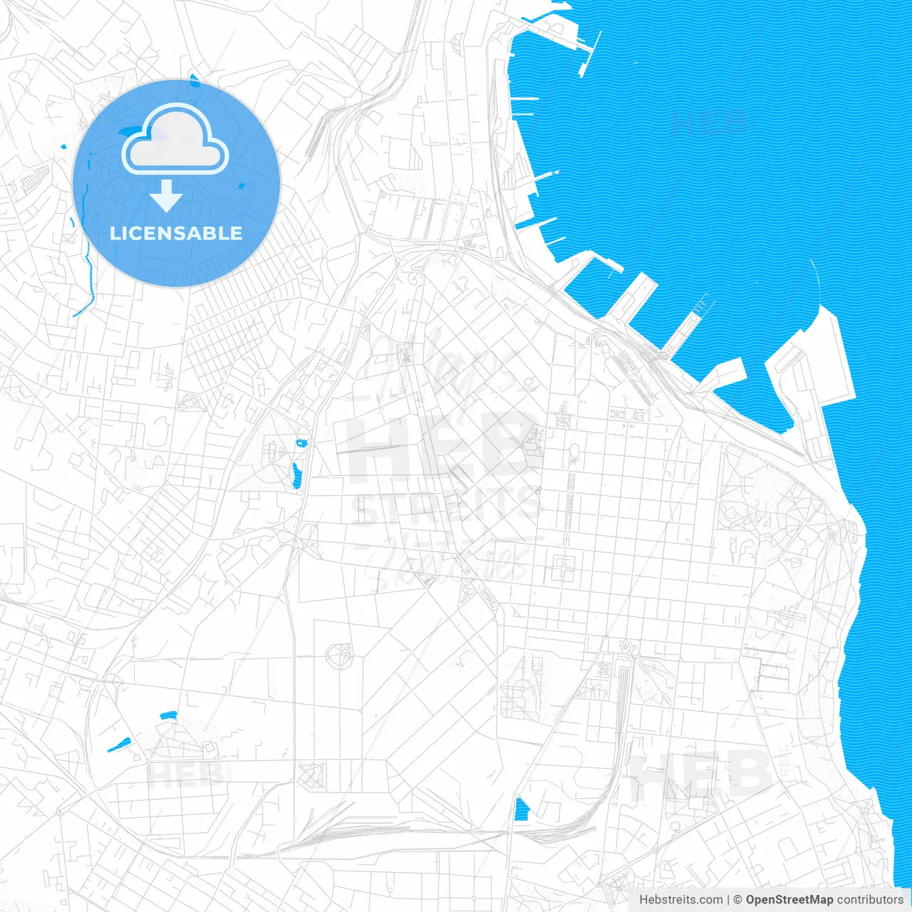 Odessa, Ukraine PDF vector map with water in focus