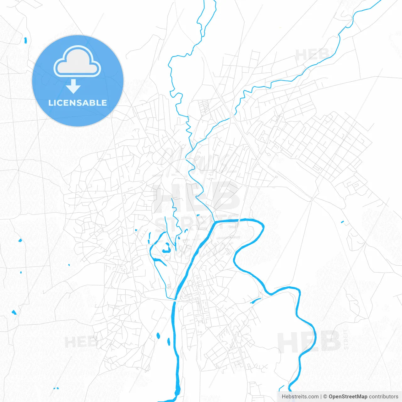 Izium, Ukraine PDF vector map with water in focus