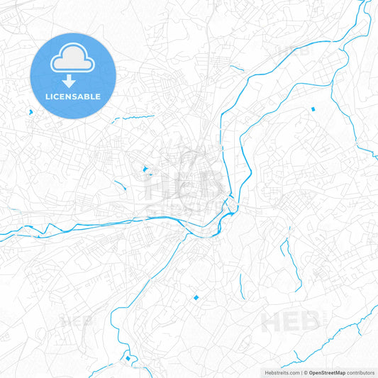 Huddersfield, England PDF vector map with water in focus