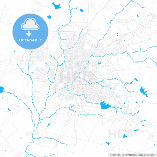 Camagüey, Cuba PDF vector map with water in focus