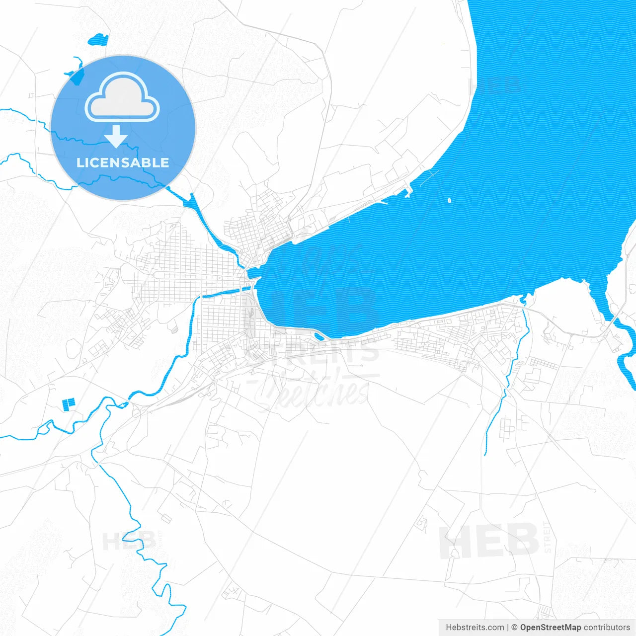 Matanzas, Cuba PDF vector map with water in focus