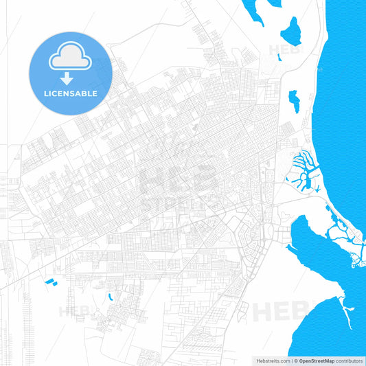 Cancún, Mexico PDF vector map with water in focus