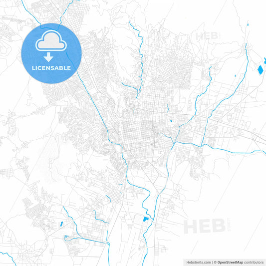 Oaxaca, Mexico PDF vector map with water in focus