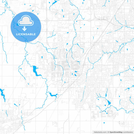 Olathe, Kansas, United States, PDF vector map with water in focus
