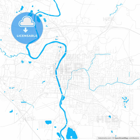 Iowa City, Iowa, United States, PDF vector map with water in focus